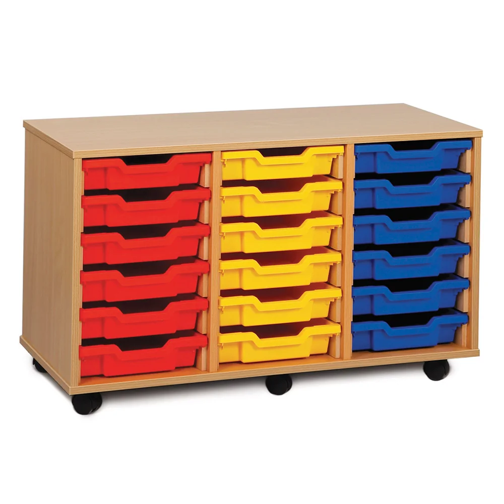 18 Shallow Multicoloured Tray Unit (3 Columns Of 6) 