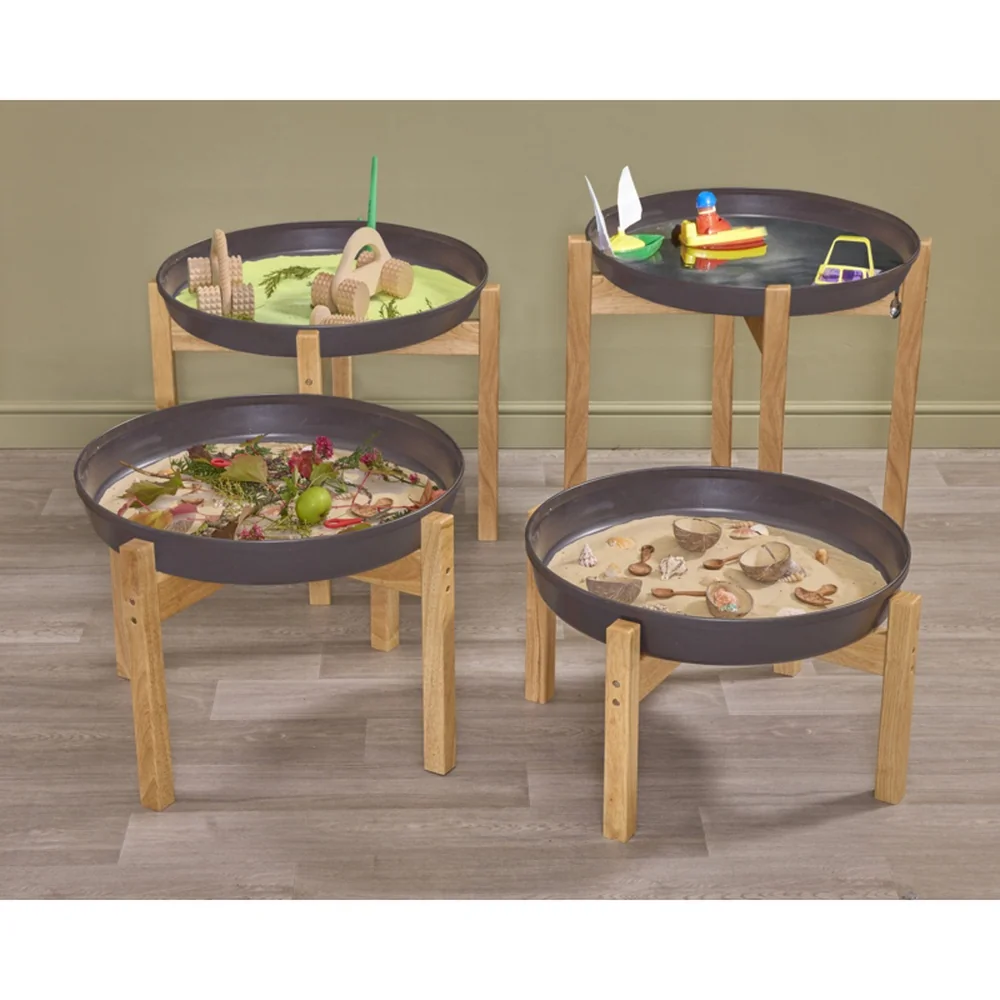 Black Deep Spot Tray and Stand - (H)66cm