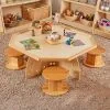 Wooden Hex Table and Four Perch Pods