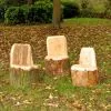 Wooden Carved Out Seat - Set of 3 