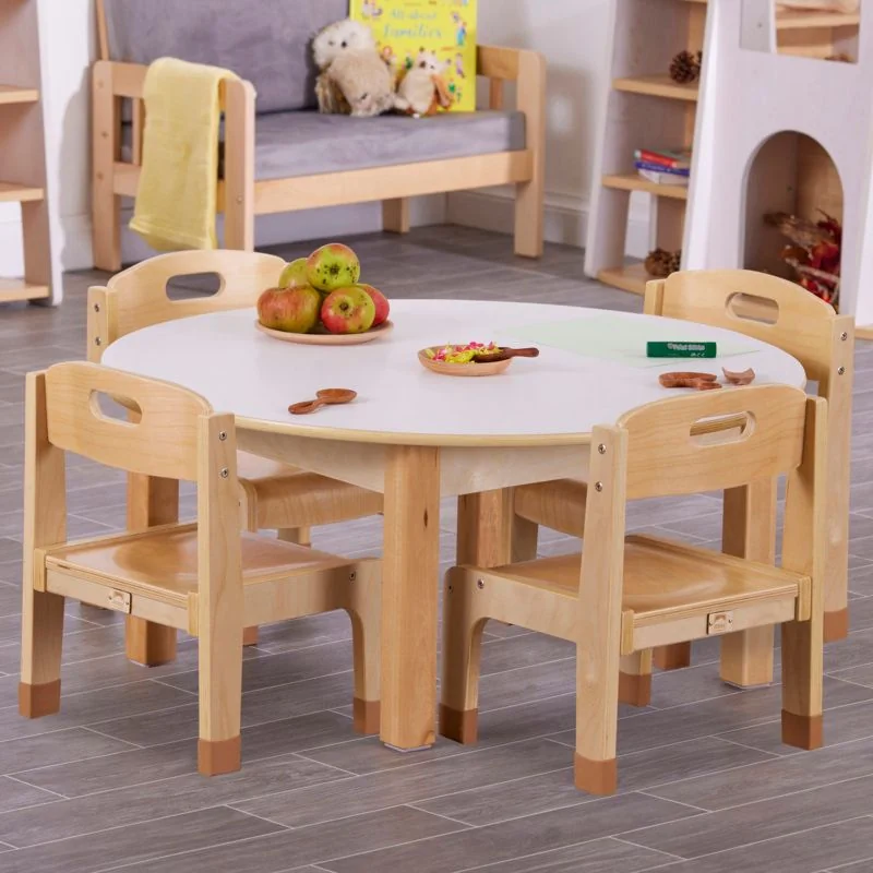 Cosy Essence - Milk White Round Table (Dia90cm, H40cm) and Stackable Chairs 4Pk (H21cm)