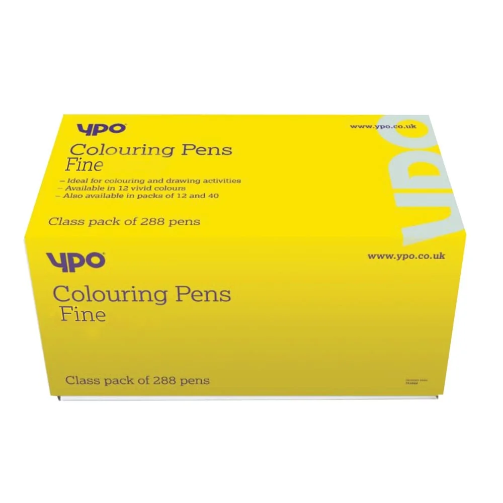 YPO Fine Tip Colouring Pens  12 Assorted Colours - Pack of 288