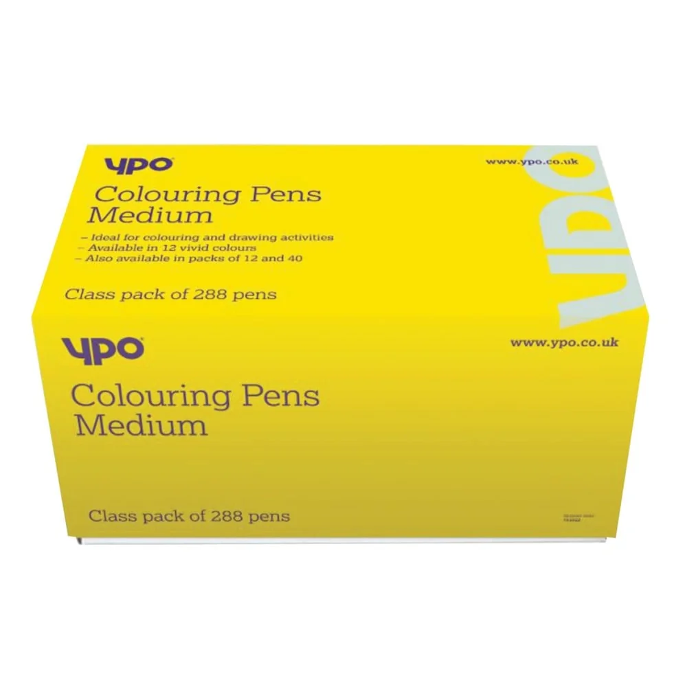 YPO Medium Colouring Pens  24 x 12 Assorted Colours - Box of 288